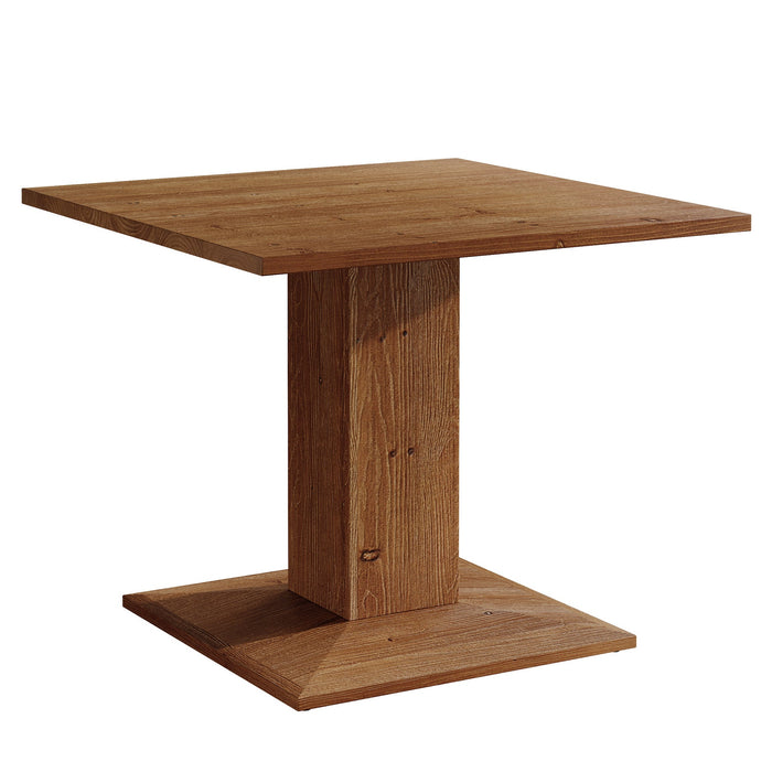 31.5" Square Solid Wood Dining Table for 4, Rustic Pedestal Base Walnut