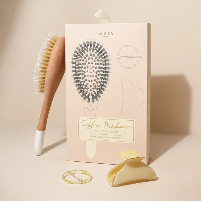 Bachca Madame Set Hair Care Gift Set – Detangling Brush Set with Claw Clip & Barrette, Hair Styling Kit for Women