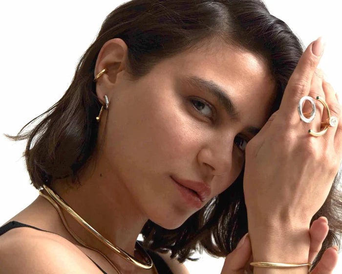 DEMARSON New York – Mini Luna Earrings Two Tone Gold Silver
