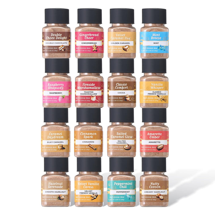 Hot Chocolate Mix Gift Set – 16 Mini Bottle Cocoa Sampler