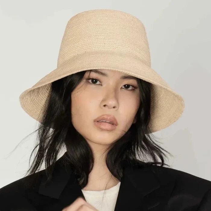 Janessa Leone Felix Women’s Raffia Straw Crochet Packable Hat – Natural (XL)