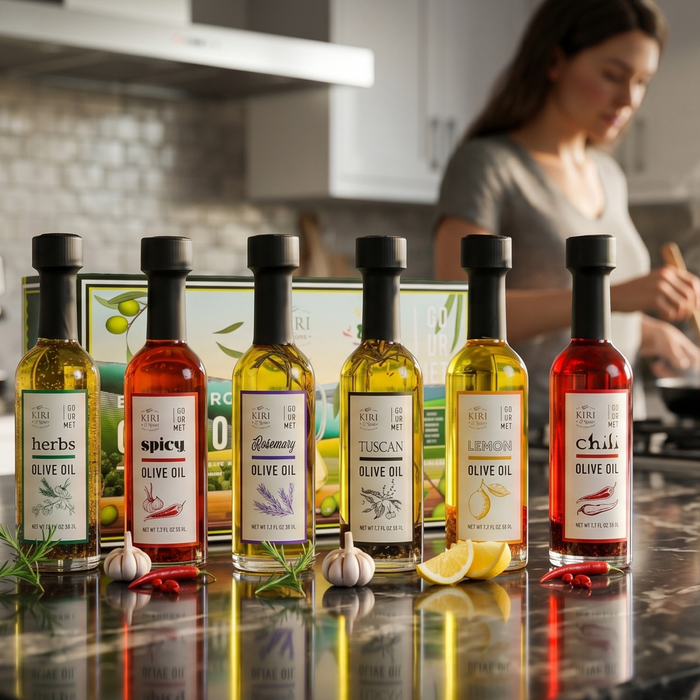 Olive Oil Gourmet Sampler Gift Set of 6 - Premium Extra-Virgin Blend Olive Oil Made In Spain