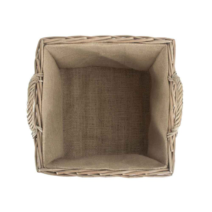 Square Lined Wicker Log-Storage Basket