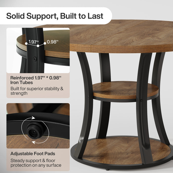 Tribesigns 39-Inch Round Dining Table for 2-4, 2-Tier Pedestal Table with Storage