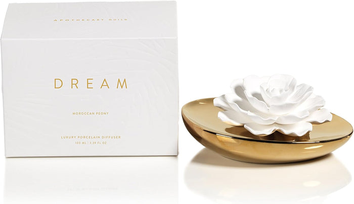 Zodax Apothecary Guild Dream Porcelain Diffuser Gold Moroccan Peony