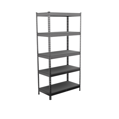 Empty textured grey shelving unit.