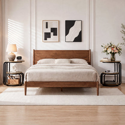 19.69 Inch Round Nightstand, 3 Tier Industrial Side Table with Storage for Bedroom