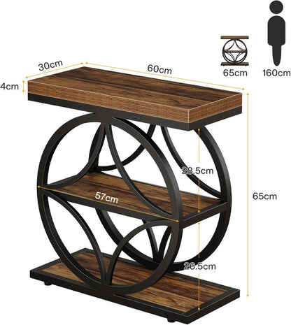 23.62" Industrial Side Table - 3-Tier End Table with Metal Frame
