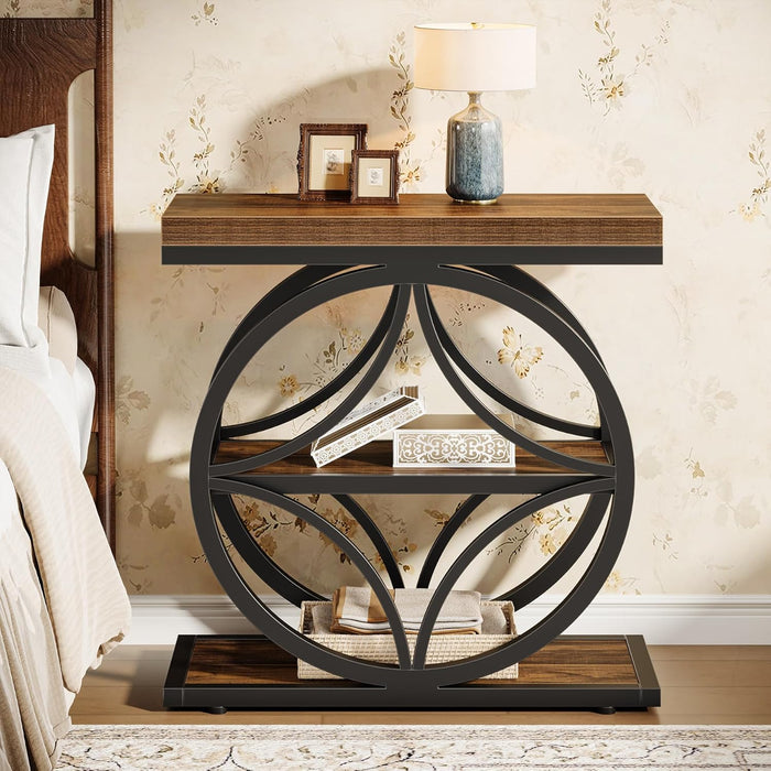 23.62" Industrial Side Table - 3-Tier End Table with Metal Frame