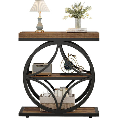 23.62" Industrial Side Table - 3-Tier End Table with Metal Frame