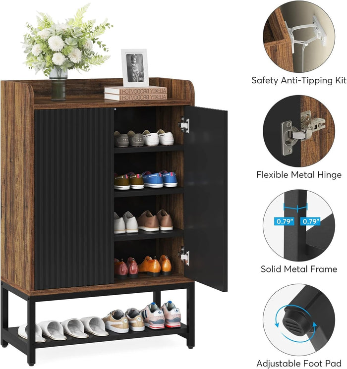 28.74” Shoe Cabinet with Doors, 5-Tier Shoe Storage Organizer for Entryway and Hallway