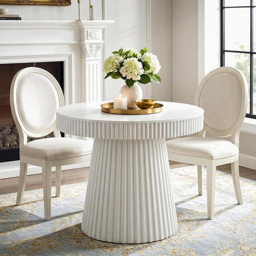 31.5 Inch Round Dining Table for 2-4 People, Modern Kitchen Table with Fluted Pedestal