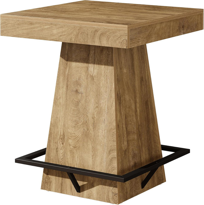 31.5-Inch Square Bar Table with 37.4-Inch Height and Metal Footrest for Dining Room and Bistro