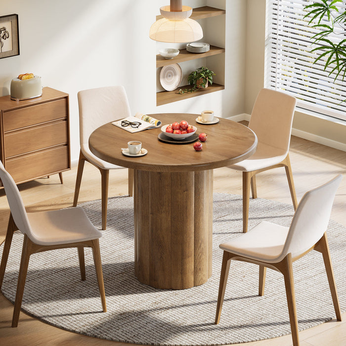 31.5" Round Dining Table - Rustic Brown Kitchen Table for Small Spaces with Sturdy Base