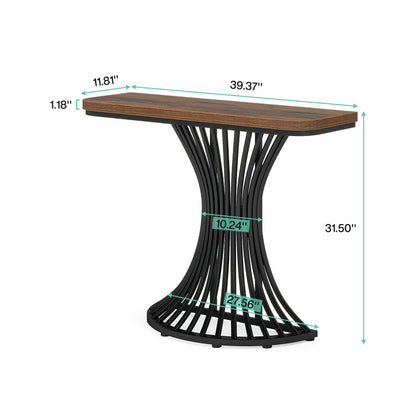 39-Inch Console Table, Accent Sofa Table with Geometric Metal Base