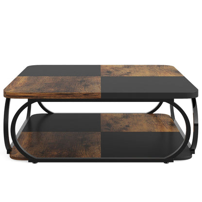 Tribesigns Square Coffee Table, 39" Central Cocktail Table with 2 - Tier Shelves Tribesigns