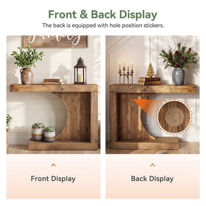 39.4-Inch C-Shaped Solid Wood Console Table, Narrow Modern Entryway Accent Table