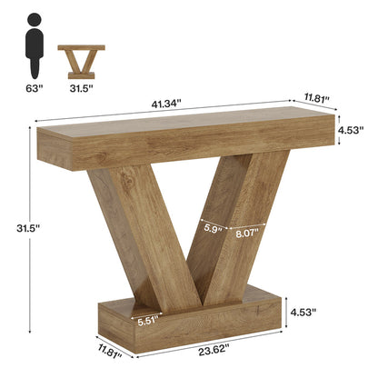41-Inch Console Table with V-Shaped Legs, Brown Entryway and Sofa Table