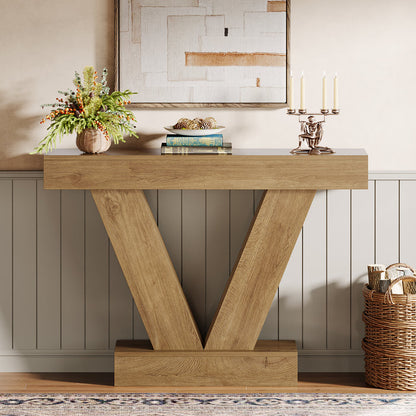 41-Inch Console Table with V-Shaped Legs, Brown Entryway and Sofa Table