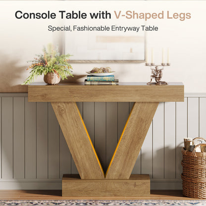 41-Inch Console Table with V-Shaped Legs, Brown Entryway and Sofa Table