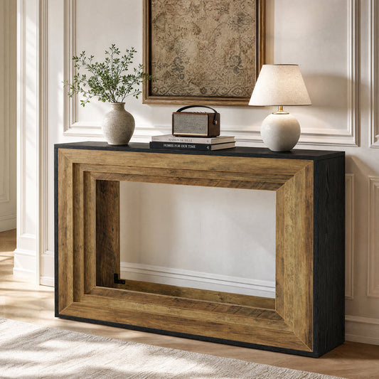 41.3-Inch Console Table with 2-Tier Storage, Farmhouse Hallway Table with Metal Brackets