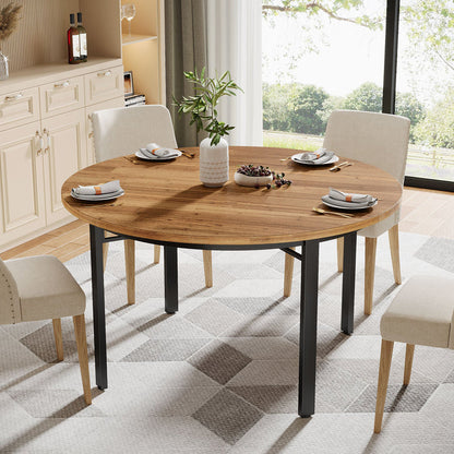 46" Round Dining Table, Farmhouse Kitchen Table Dinner Table for 4-6 People