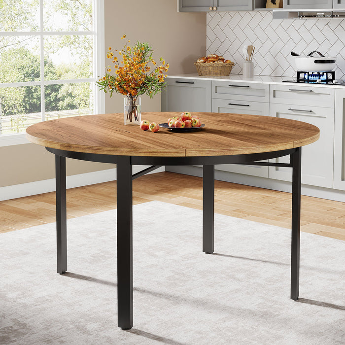 46" Round Dining Table, Farmhouse Kitchen Table Dinner Table for 4-6 People