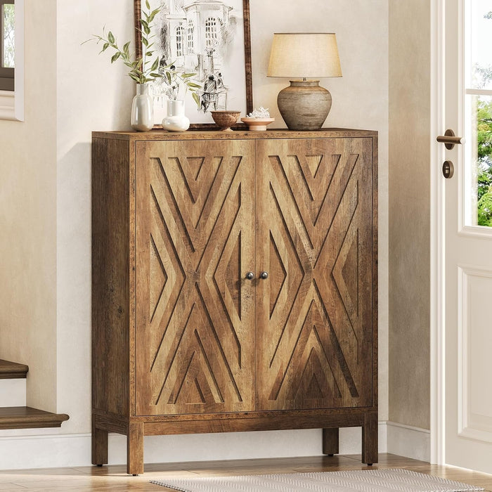 5-Tier Shoe Cabinet for Entryway, Brown Wooden Organizer with Adjustable Shelves