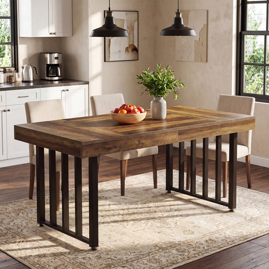 55-Inch Rectangular Dining Table for 4, Thick-Top Kitchen Table for Small Spaces