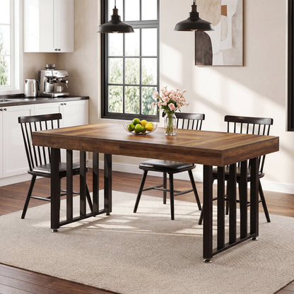 55-Inch Rectangular Dining Table for 4, Thick-Top Kitchen Table for Small Spaces
