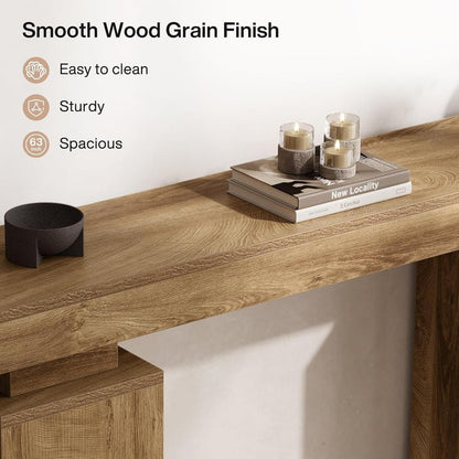 63 Inch Long Console Table for Entryway, Farmhouse Wooden Sofa Table for Living Room and Hallway