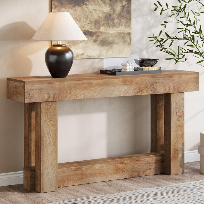 11.81 inch deep slim console table designed for narrow hallways and behind sofas#Colour_Light Oak Brown
