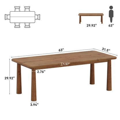 63-Inch Solid Wood Executive Desk with Heavy Duty Legs, Large Office Computer Desk for Home Office