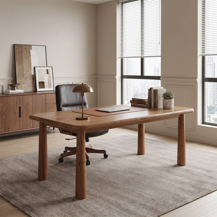 63-Inch Solid Wood Executive Desk with Heavy Duty Legs, Large Office Computer Desk for Home Office