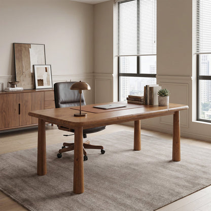 63-Inch Solid Wood Executive Desk with Heavy Duty Legs, Large Office Computer Desk for Home Office