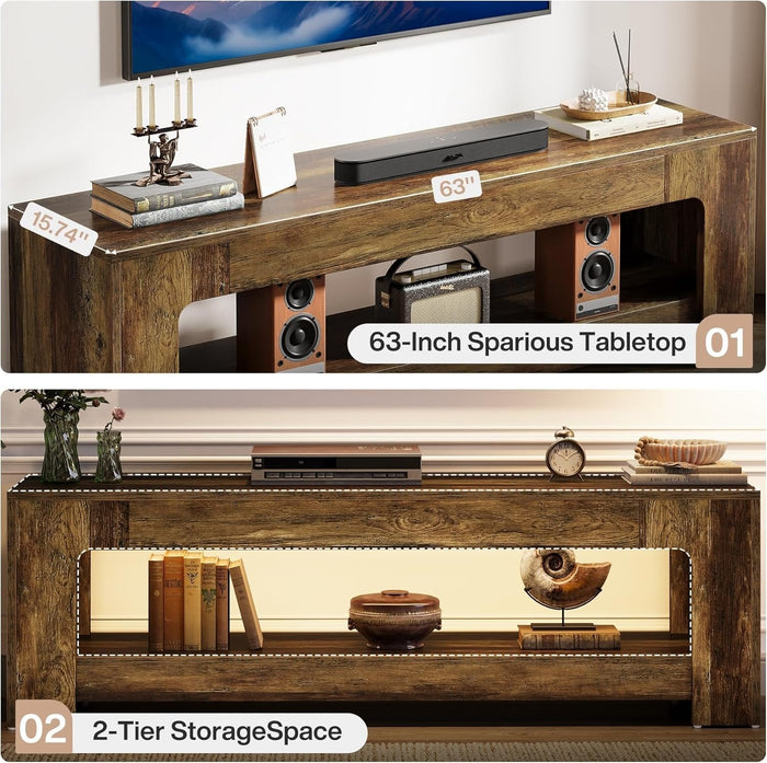 63" TV Stand, Entertainment Center Television Console for up to 75-Inch TVs