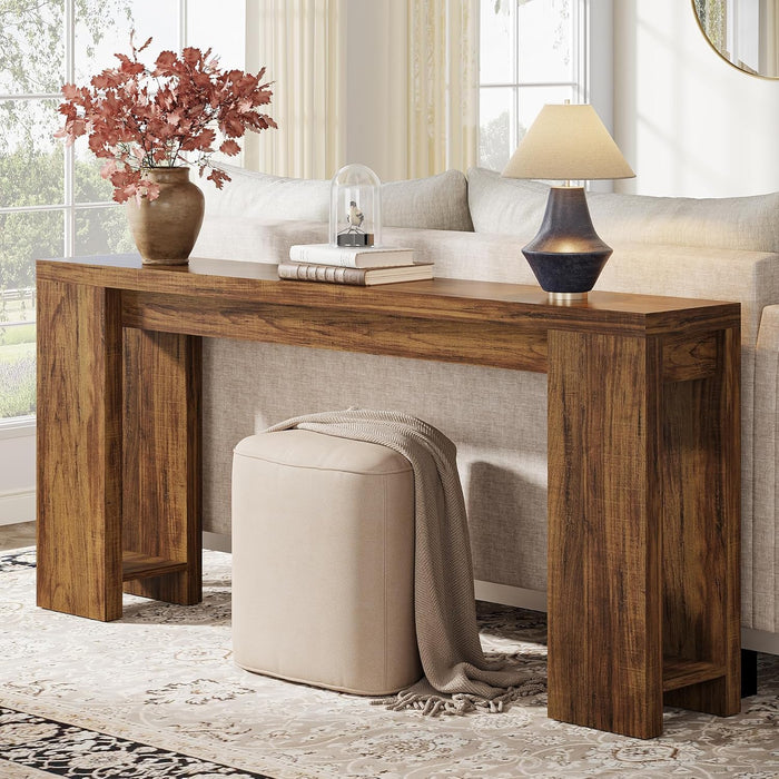 63" Rustic Farmhouse Console Table - Entryway & Sofa Table with Storage