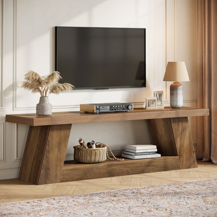 63" TV Stand for 55–75 Inch TVs with Storage Shelf, Rustic Media Console for Living Room Bedroom