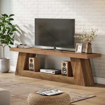 63" TV Stand for 55–75 Inch TVs with Storage Shelf, Rustic Media Console for Living Room Bedroom