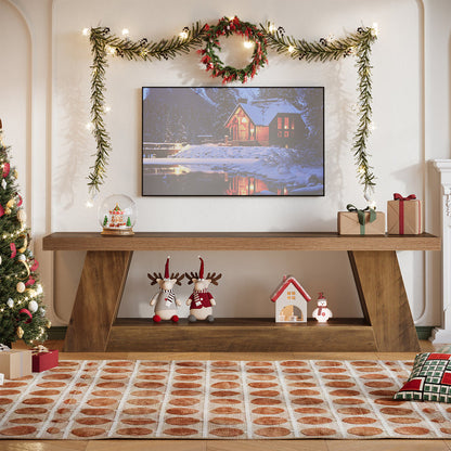 63" TV Stand for 55–75 Inch TVs with Storage Shelf, Rustic Media Console for Living Room Bedroom