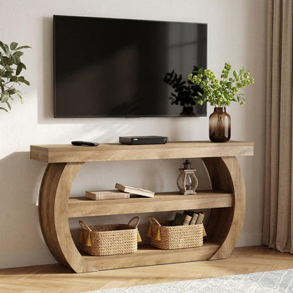 63" TV Stand with Storage for 75 Inch TV, Farmhouse Media Console Table for Living Room