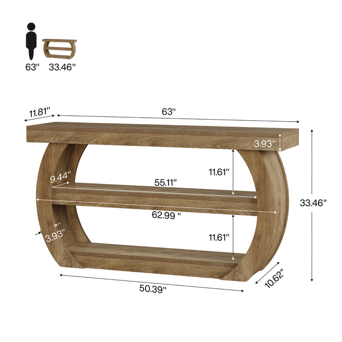 63" TV Stand with Storage for 75 Inch TV, Farmhouse Media Console Table for Living Room