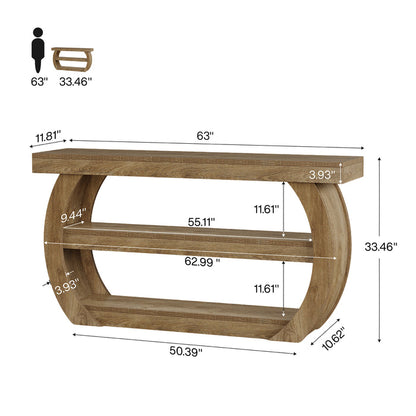 63" TV Stand with Storage for 75 Inch TV, Farmhouse Media Console Table for Living Room