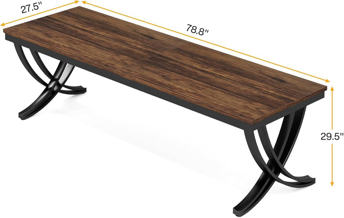 6.5FT Conference Table for 6-8 People, 78-Inch Rectangular Table with Metal Frame