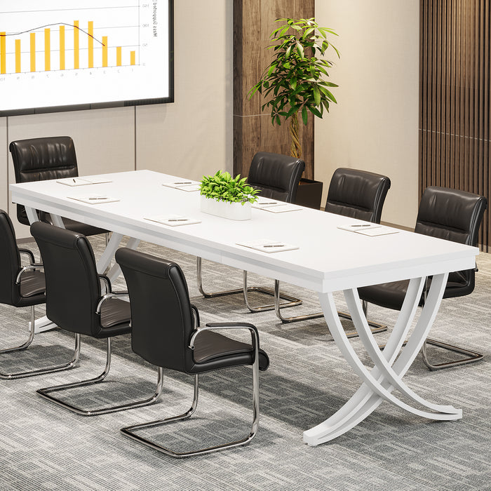 6.5FT Conference Table for 6-8 People, 78-Inch Rectangular Table with Metal Frame