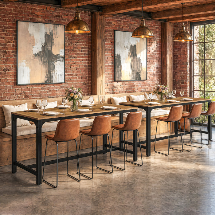 70.9 Inch Industrial Bar Table with Metal Footrest, Counter Height Pub Table for Dining Room and Home Bar