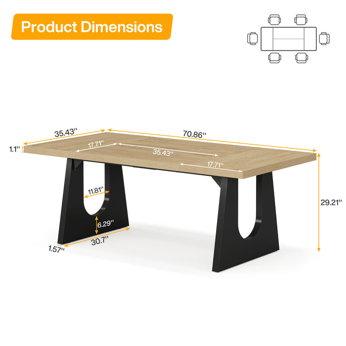 70.9-Inch Large Executive Desk with Double Pedestal Base, Modern Computer Writing Table