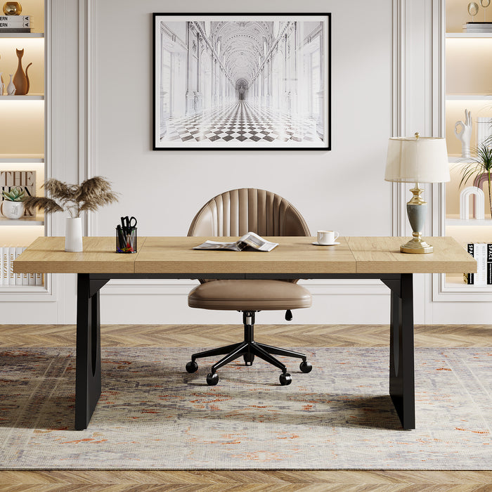 70.9-Inch Large Executive Desk with Double Pedestal Base, Modern Computer Writing Table