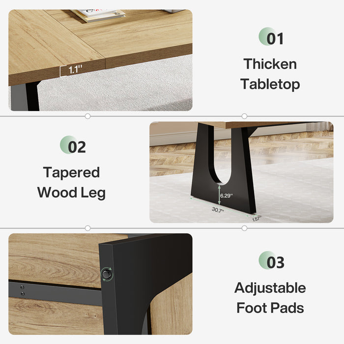70.9-Inch Large Executive Desk with Double Pedestal Base, Modern Computer Writing Table