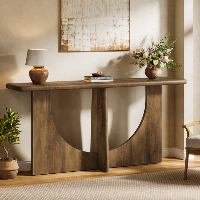 71-Inch Console Table for Entryway, Farmhouse Sofa Table with Geometric Frame